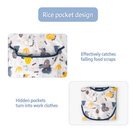 Termichy baberos para bebe, baberos impermeables bebe con mangas, baberos bebe niña, baberos impermeables bebe niño,baberos con bolsillo para 1-3 años (3 Piezas)