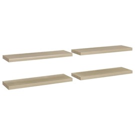 TREATLIFE HOME Stylish Floating Wall Shelves Set of 4, Oak Finish, Invisible Mounting System, Home Decor