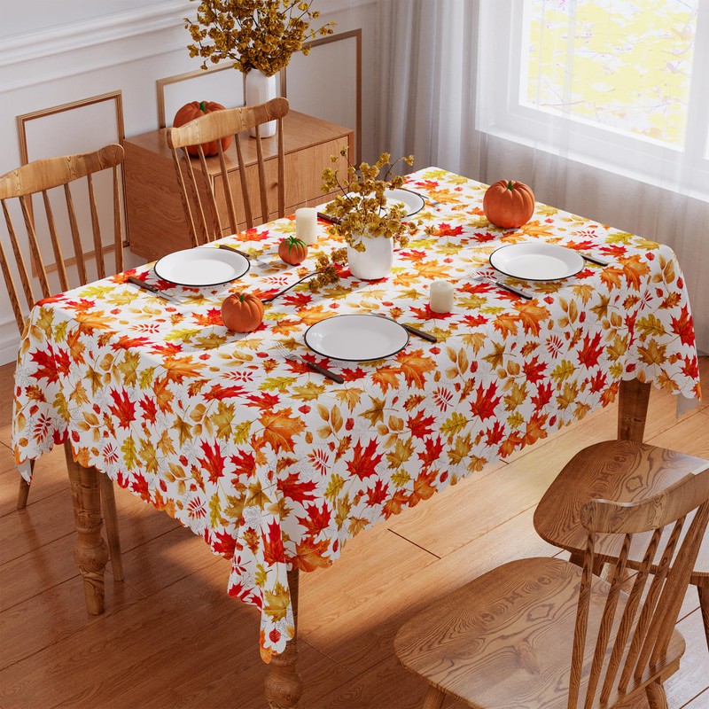Fall Tablecloth 60'' x 84'' Rectangle, Fall Decorations for Home