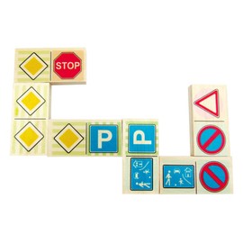 Hess Holzspielzeug 14951 - Domino Spiel aus Holz mit 28 Teilen, Verkehrszeichen, für Kinder ab 3 Jahren, handgefertigt, Geschenk zum Geburtstag, Weihnachten oder Ostern