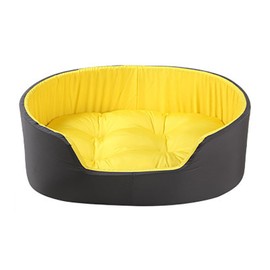 Pet Nest Bed Large Space Soft Comfortable Warm Pet Sleeping Bed with Double Sided Pad for Dog Cat All Seasons Black Yellow L, 60x40cm / 23.6x15.7in, Suitable for Less Than 10kg/22.0lb