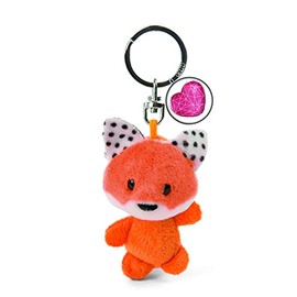 NICI 47533 Key Ring 7 cm Heart Symbol - Lucky Charm Fox Pendant for Lanyard, Keychain & Key Chain, Orange/White