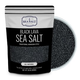 Hawaiian-Style Black Lava Sea Salt, Black Sea Salt with Activated Charcoal - for Cooking & Finishing, 30 oz Bag