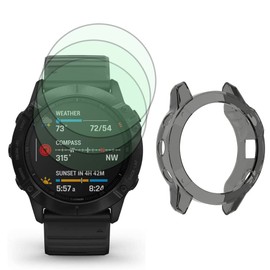 SHUAXI Watch Screen Protector (3+1Pack) Compatible for Garmin Fenix 6 pro/Fenix 6,Tempered Glass Film Anti-Scratch High Definition Full Coverage and Soft TPU Protective Case