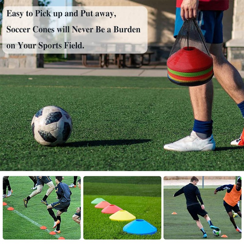 20 Pcs Agility Field Cones, Soccer Markers Disc with Net