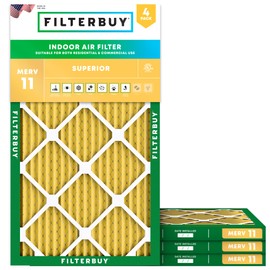 Filterbuy 10x20x1 Air Filter MERV 11 Allergen Defense (4-Pack), Pleated HVAC AC Furnace Air Filters Replacement (Actual Size: 9.50 x 19.50 x 0.75 Inches)