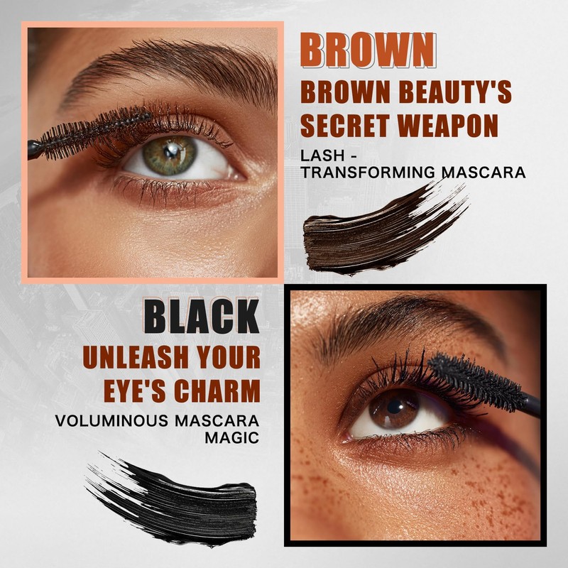 MOLAKS Double-Ended Black & Brown 2-in-1 Mascara, Lengthening Volumizing for