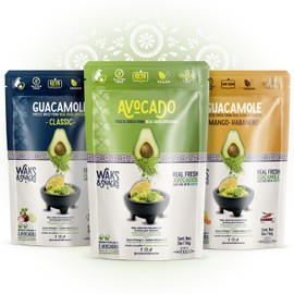 WAKS & SNACKS Freeze Dried Guacamole Variety Pack | 100% Fresh Hass Avocados, Perfect for Chips | Energizes Camping & Hiking Meals | Vegan, Gluten-Free Guac Dip for Snacks | 2 Avocados | 2 oz, 3-Pack