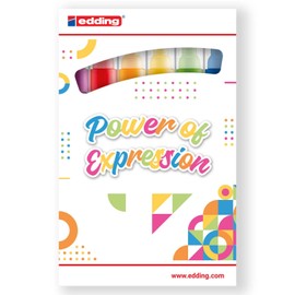 edding 5100 acrylic marker medium - basic colours - 6 waterproof acrylic paint marker - round nib 2-3mm - acrylic paint pen for drawing on canvas, art paper and wood - acrylic markers for pebbles