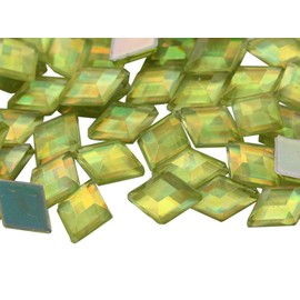 Allstarco 10x7mm Yellow Jonquil AB Flat Back Diamond Acrylic Rhinestones Plastic Gems for Jewelry Making Costume Jewels Cosplay Embelishments - 100 Pieces