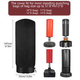 Klmnop Standing Punching Bag Cover, 58 Inch Freestanding Punching Bag with Drawstring, Waterproof Heavy Kick Boxing Bag Protective Cover for Indoor and Outdoor(Black)