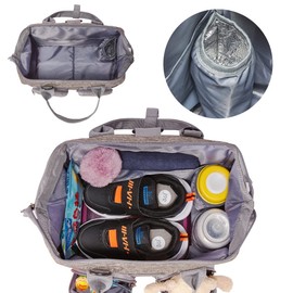 Diaper Bag Backpack- Baby Waterproof Multi-Function Mini Smart Diaper Bag Backpack Baby Messenger for Outdoor & Working Mothers, Medium Size (Grey)