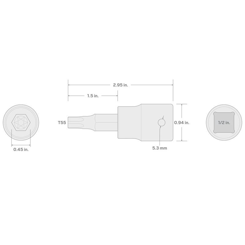 TEKTON 1/2 Inch Drive x T55 Torx Impact Bit Socket