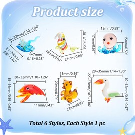 AHANDMAKER 6 Pcs Small Animals Figurines, 6 Styles Glass Animal Figurines for Table Home Decor, Bird Manta Ray Walrus Octopus Lobster Squirrel Glass Display Miniature for Anniversary Birthday Gift
