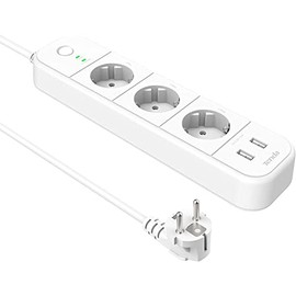 Tenda Intelligente WLAN-Steckdosenleiste, 3 indiv. gesteuerte Steckdosen & 2 USB-Anschlüsse Mehrfachsteckdose, App-/Sprachsteuerung (Alexa & Google) Zeitpläne, Überspannungsschutz, 16A 1,5m Kabel SP15