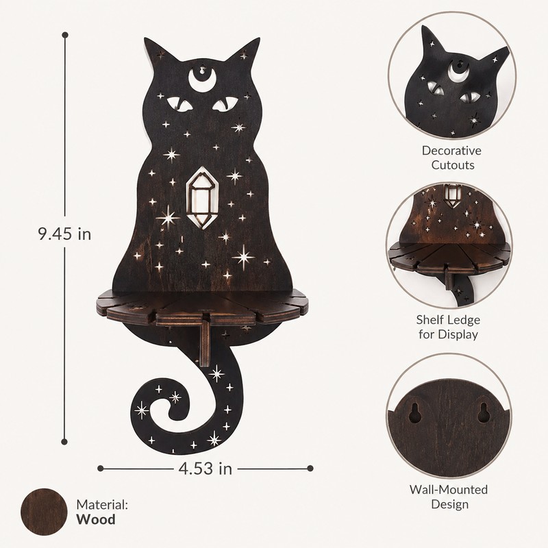 Cat Wall Shelf for Candle & Small Item Display –