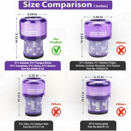 4 Pack Vacuum Filters Replacement for Dyson V11 Torque Drive V11 Animal V11 Complete V11 Extra V15 Detect V15s Detect Submarine Vacuums, Compare to Part 970013-02