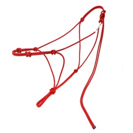 Knotty Girlz 4 Knot Horse Rope Training Halter - 3/16" (5mm) Very Thin! Stiff Polyester Halter Rope (Red, Small)