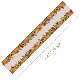 NEWKIBOU Camino de Mesa con diseño de otoño, de Calabaza, Hojas de Arce, Girasol,para otoño, Acción de Gracias, Chimenea, Cocina, casa de Granja, Comedor, decoración del hogar (Estilo 1)