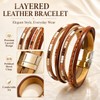 JAVMOO Leather Wrap Bracelets for Women Boho Multi-Layer Cuff Bangle