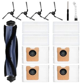 Auoiian 15-Pack C10 Replacement Parts Kit Compatible with eufy C10 Robot Vacuum – Includes 1 Main Brush, 4 Dust Bags, 4 Filters, 4 Side Brushes, 1 Cleaning Tool, 1 Screwdriver