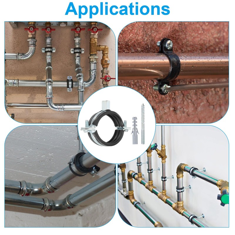 PATIKIL 1.7"-2"/44-50mm Split Ring Pipe Hanger, 6 Pcs Heavy Duty