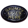 Artisan GRUMPY LIVES HERE WORKSHOP DOOR/HOUSE SIGN PLAQUE BLACK WITH