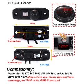 1280 * 720 Pixel HD Car Waterproof Backup Rear-View License Plate Rear Reverse Parking Camera Parking Safety Assistant System for Volvo S60 S80 V70 S40 S40L V40 V50 S60L V60 XC60 C70 XC70 S80L XC90