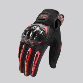 HOTNOTE Motorcycle Gloves, Touch Capable Riding Gloves with Hard Knuckle, for Men Outdoor Sports Riding Cycling Motorcross Motocross Cycling Gloves(MH-Motorcycle Gloves,Red Large)