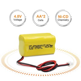 KBT 4.8V 1000mAh AA Size Rechargeable Emergency Lighting Battery, Ni-CD Battery with 2Pin JST PH 2.54 Connector for CTL 685896020, CTL N700AAC-F22C/C, Day-Brite CXL6VB, ANIC0938, NIC0939(2-Pack)