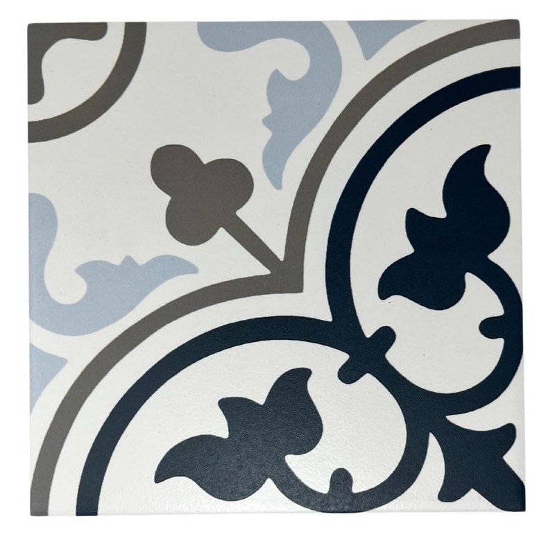 Tenedos Provenza Square 8x8 Gray White Blue Compact Porcelain Floor