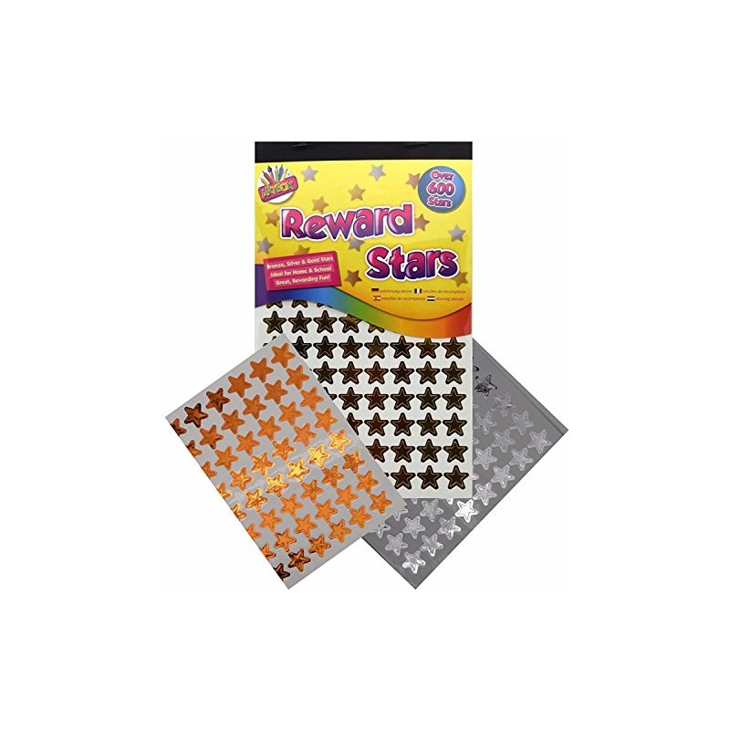 600 x Reward Star Stickers Silver Gold Bronze Home School