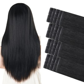 COOKAYU invisible Tape In Hair Extensions Remy Tape in Hair Extensions Color 1 Jet Black 22 inch 20pcs 50g Silky Soft Remy for Women (#1-22inch)