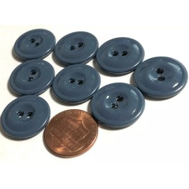 Unbranded Set of 8 Vintage Glossy Muted Teal Blue Plastic Buttons 3/4" 19mm NOS 12256