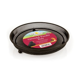 Walter Harrison's Bird Feeding Station Heavy Duty Metal Ground Wild Garden Bird Feeder Black Mesh Feeding Tray - 22 cm