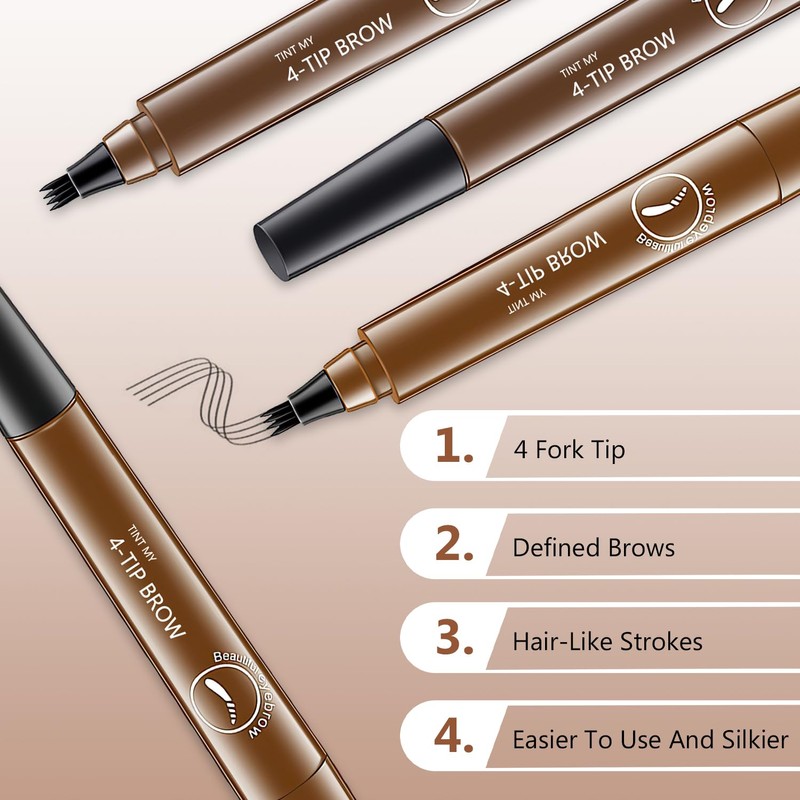 Microblading Eyebrow Pencil,2 PCS Magic Eyebrow Pencil,4-Tip Waterproof Brow Pencil