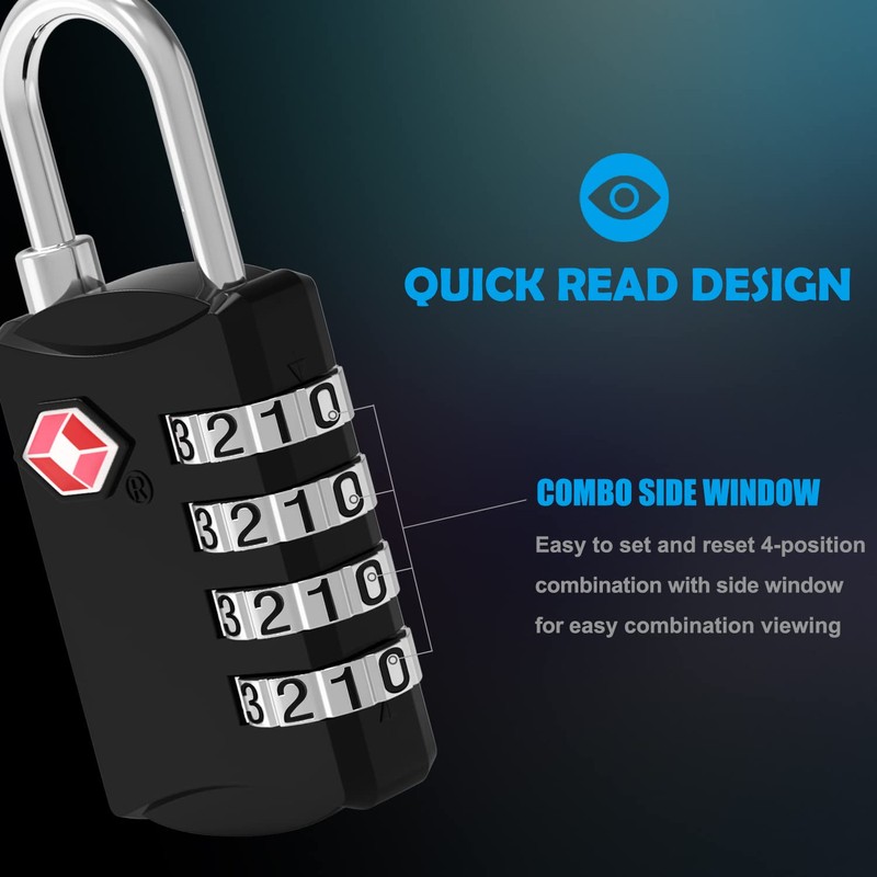 Diyife TSA Luggage Locks, [Updated Version][4 Packs] 4-Digit Security Padlock,