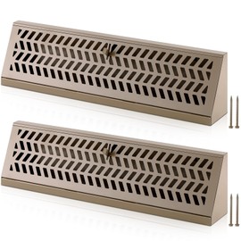 Blulu 2 Pack 18 Inch Baseboard Register Vent Duct Opening Size Baseboard Vent Covers Heavy Duty Steel Register Diffuser with Air Adjust Lever for Home Floor Wall Corner Supply, Easy to Install(Brown)