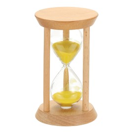 PATIKIL 30 Minutes Sand Timer, 1 Pcs Wooden Sand Watch High Glass Sandglass Timer for Living Room Home Office Restaurant Decoration, Yellow