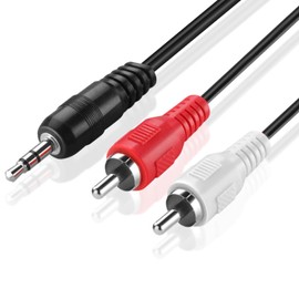 TNP RCA to Aux Cable (15 FT) - Male to Male 2 RCA to 3.5mm Adapter Connector Wire Cord - 2RCA Red and White Audio Cable to AUX Auxiliary Headphone Jack Plug Y Splitter Converter