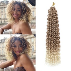 8 Packs GoGo Curl Crochet Hair 12 Inch Short Curly Crochet Hair for Women Beach Curl Water Wave Deep Twist Crochet Braids Synthetic Braiding Hair Extensions (T27/613#, 12 Inch(pack of 8))