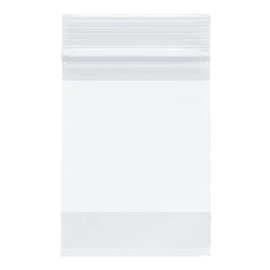 Plymor Heavy Duty Plastic Reclosable Zipper Bags With White Block, 4 Mil, 3" x 4" (Pack of 100)