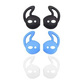 ALXCD Ear Cover Ear Hook Replacement for Airpod Headset MMEF2AM/A, 3 Pair Anti-Slip Silicone Ear Tips, Fit for Airpod 1 Airpod 2 [Sport](White/Black/Blue)