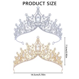 XFSRG Pack of 2 Crystal Tiaras Women's Vintage Luxury Crown Sparkling Elegance for Proms Birthdays Banquets, Alloy, Cubic Zirconia