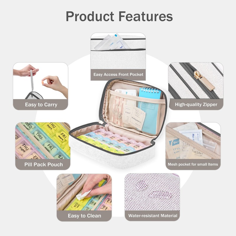 Travel Pill Case for Purse with Weekly Pill Organizer 3