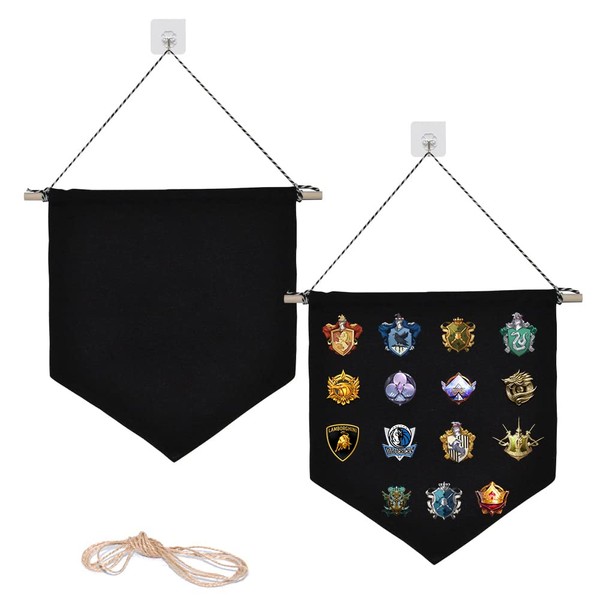 Pin Badge Display Banner, Kids Wall Hanging Badge Display Pennant Canvas Banner for Pin Badge Brooch Collection 2pcs, with Hanging Hook