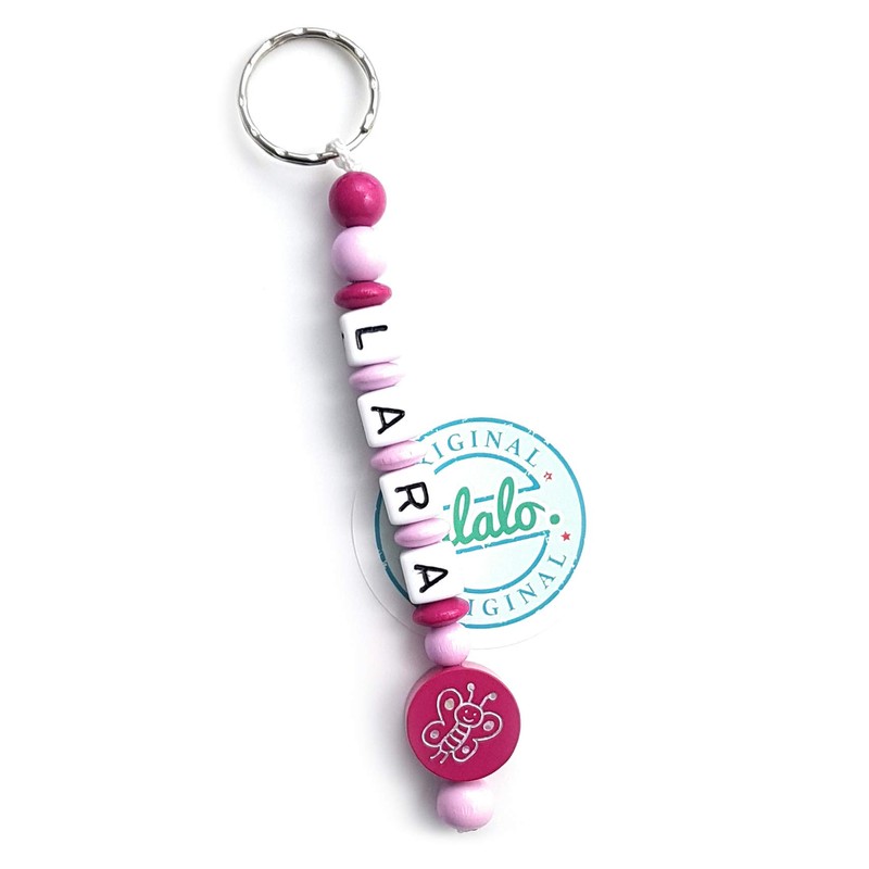 LALALO Butterfly Keyring with Name Engraving - Gift Pendant and
