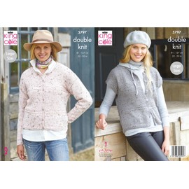 King Cole Ladies Double Knit DK Knitting Pattern Cardigan & Waistcoat (5797), Multi, 32'' - 50'' 91cm - 127cm