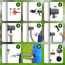 Rainwater Collector, Rain Butt Connector Set, Water Collector for Downpipe 70-110 mm, 100 cm Connection Hose, Rainwater Collector Downpipe Set, Rain Collector for Rain Butt Water Tanks Cisterns