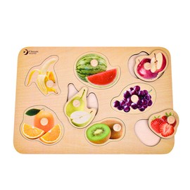 [ Classic World クラシックワールド フルーツ ペグパズル ] 型はめパズル 1歳 木製 パズル ペグパズル 知育玩具 木のおもちゃ 果物 (CL3743)
